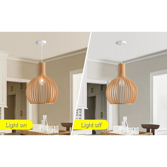 YNDD Wood Pendant Light, Natural Weaving Hanging Lamp, E26  Wood Pendant Light, E26 Base Weaving Hanging Lamp, Natural Handmade Chandelier
